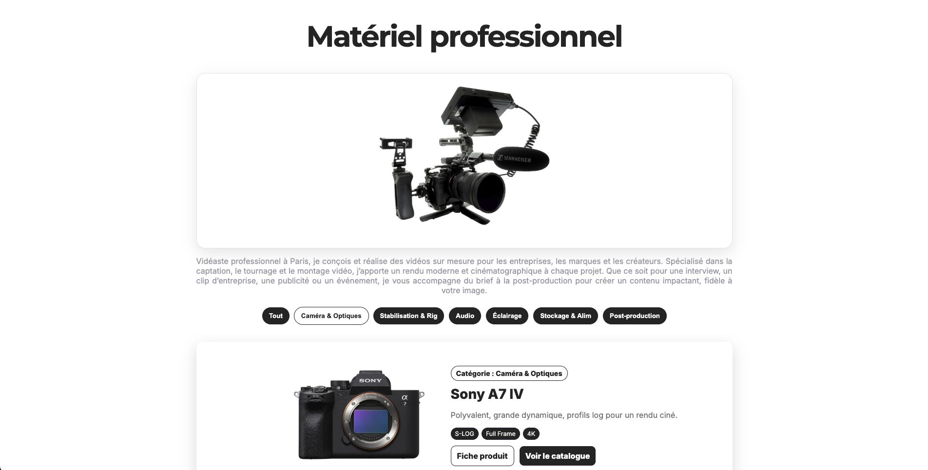 Aperçu Matériel Pro